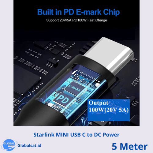 Starlink MINI USB Cable Type-C to DC Power (5 Meter) - Gambar 3